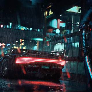 4k Cyberpunk car wallpaper