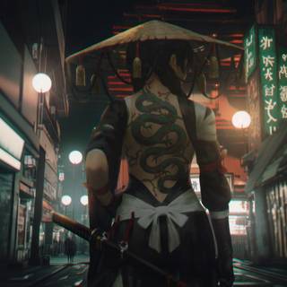 Samurai vs dragon 4k wallpaper