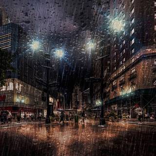 Laptop aesthetic rainy wallpaper