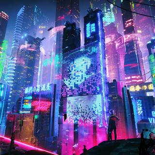 Neon city night wallpaper