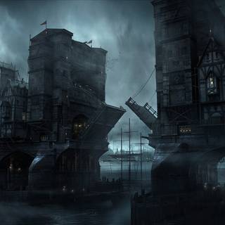 Dark city aesthetic desktop wallpaper