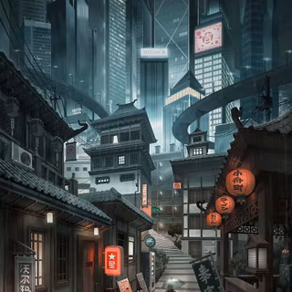 Tokyo night street anime wallpaper