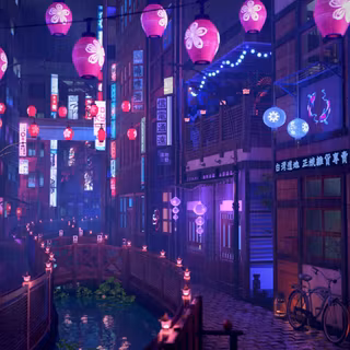 Tokyo night street anime wallpaper