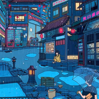 Tokyo night street anime wallpaper
