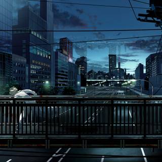 Tokyo night street anime wallpaper