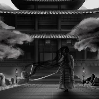 Black white samurai wallpaper