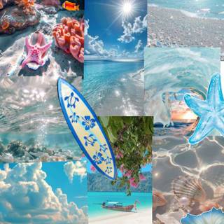 Aesthetic ocean collage wallpaper