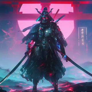 Aesthetic samurai desktop wallpaper