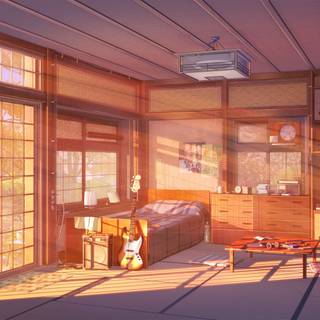 Cozy anime room wallpaper