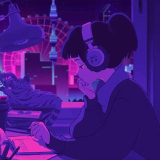 Lofi anime desktop wallpaper