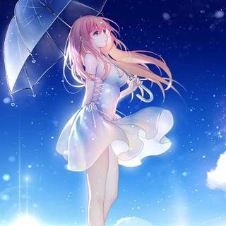Blue anime girl phone wallpaper