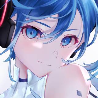 Blue anime girl phone wallpaper