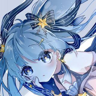 Blue anime girl phone wallpaper