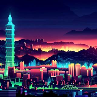 90s retro city anime wallpaper