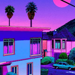 90s retro city anime wallpaper