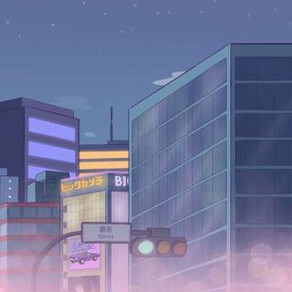 90s retro city anime wallpaper