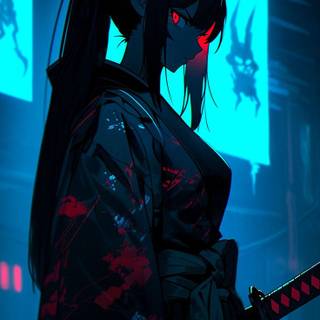 Black anime girl phone wallpaper