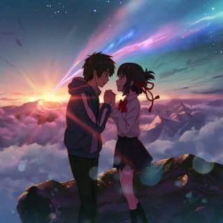 Anime hug wallpaper