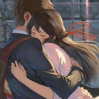 Anime hug wallpaper