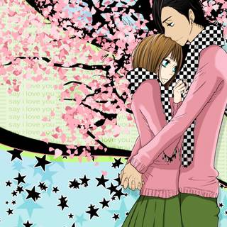 Anime hug wallpaper