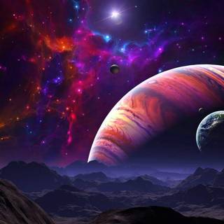 Space painting wallpaper