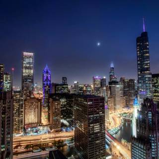 Chicago night 4k wallpaper