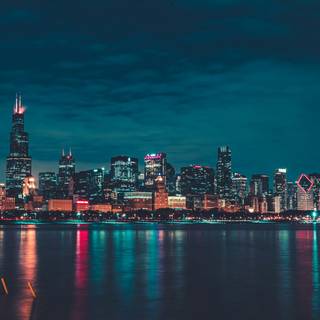 Chicago night 4k wallpaper