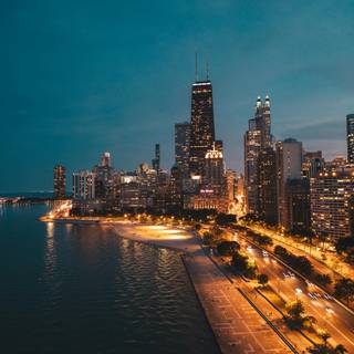 Chicago night 4k wallpaper