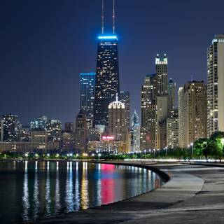 Chicago night 4k wallpaper