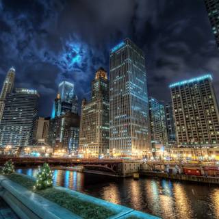 Chicago night 4k wallpaper