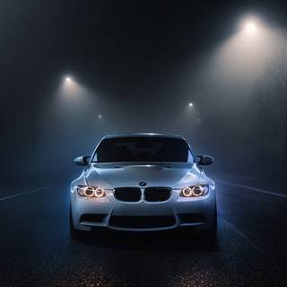 Street lamp in the fog 4k wallpaper
