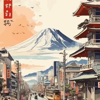 Retro Japan phone wallpaper