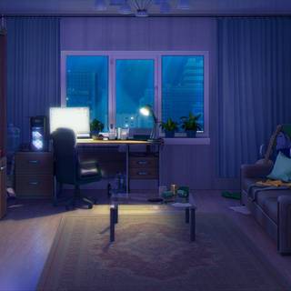 Anime room desktop wallpaper