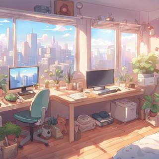 Anime room desktop wallpaper