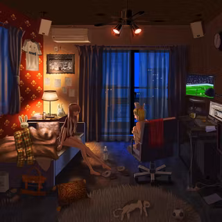 Anime room desktop wallpaper