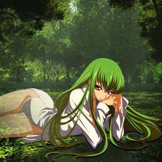 Green anime PC wallpaper