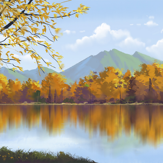 Autumn mountain anime wallpaper