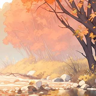 Autumn mountain anime wallpaper