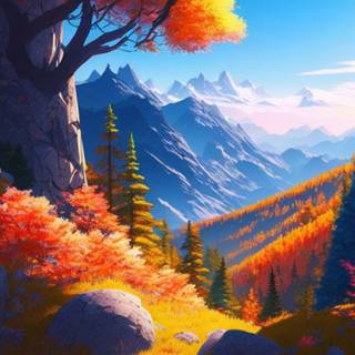 Autumn mountain anime wallpaper