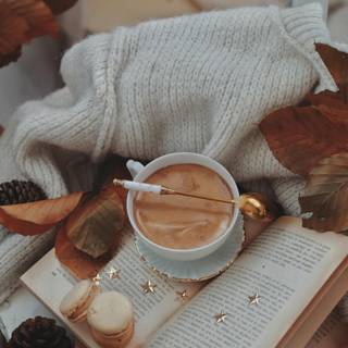 Cozy autumn book wallpaper