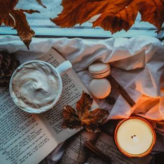 Cozy autumn book wallpaper