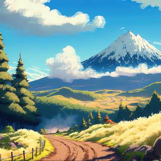 Autumn mountain anime wallpaper