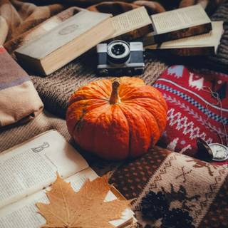 Cozy autumn book wallpaper