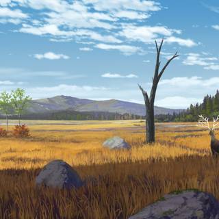 Autumn mountain anime wallpaper