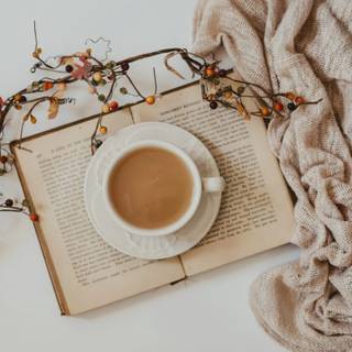 Cozy autumn book wallpaper