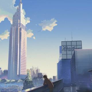 Anime city skyline wallpaper