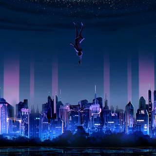 Anime city skyline wallpaper