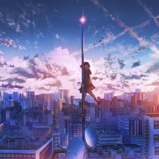 Anime city skyline wallpaper