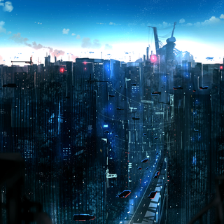 Anime city skyline wallpaper