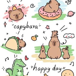 Kawaii capybara wallpaper